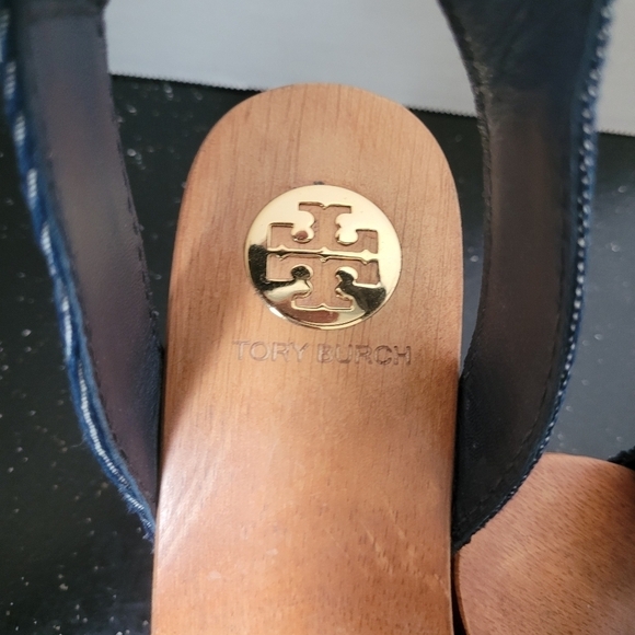 Tory Burch Risley Denim and Wood Wedges - Picture 6 of 9
